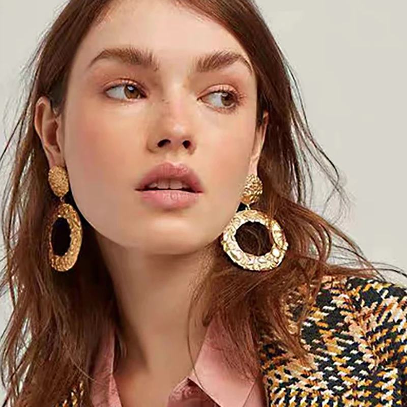 ZHINI For Women Earrings Fashion Trendy Round Ear Ring Gold Colour Statement Earrings Lady Dangle Earrings
ZHINI For Women Earrings Fashion Trendy Round Ear Ring Gold Colour Statement Earrings Lady Dangle Earrings