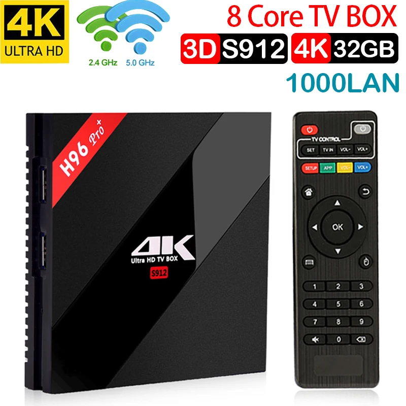 

Xinways 4gb tv box android 7.1 OS H96 pro+ 4k Amlogic S912 Octa Core 2.4G/5G WIFI 3GB RAM 32GB ROM 4K HD smart pro plus tv box