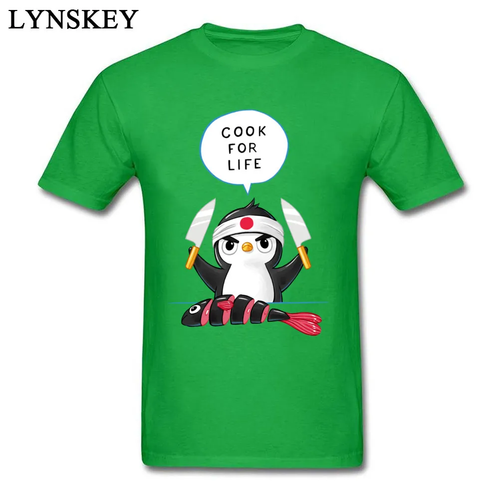 100% Cotton Tops T Shirt Penguin Chef for Men Normal T Shirts Casual 2017 Hot Sale Round Collar Short Sleeve Sweatshirts Penguin Chef green
