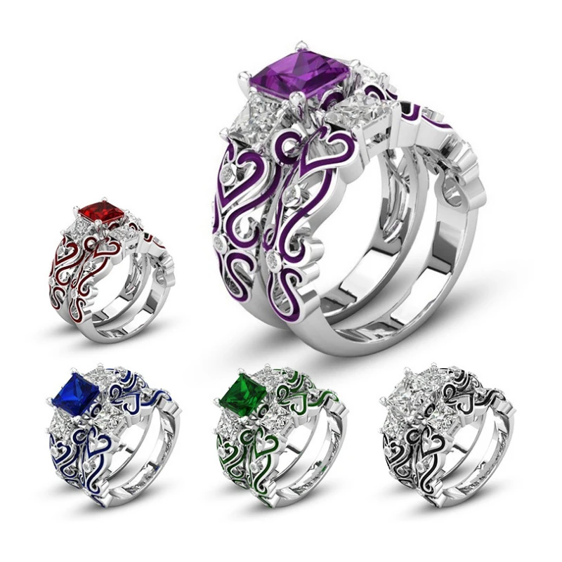 2018 Unique 2PCS/Set Allergy Free 5Colors Exquisite High Quality Hot Sale Silver Color Square Crystal Engagement/Wedings Rings
2018 Unique 2PCS/Set Allergy Free 5Colors Exquisite High Quality Hot Sale Silver Color Square Crystal Engagement/Wedings Rings
