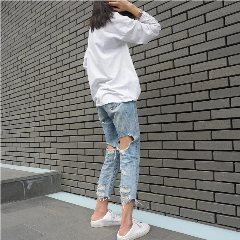 Hot Ripped Jeans For Woman Fashion Loose Slim Sexy Hole Cool blue Casual streetwear Trousers denim pants female Plus size S-5XL
Hot Ripped Jeans For Woman Fashion Loose Slim Sexy Hole Cool blue Casual streetwear Trousers denim pants female Plus size S-5XL