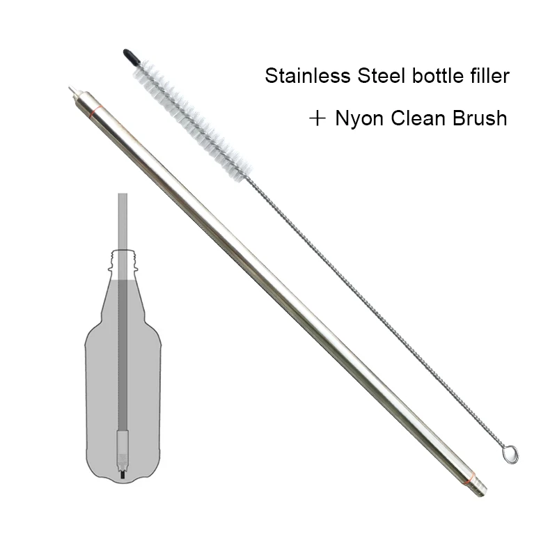 13.7" length Food Grade 304 Stainless Steel Spring Loaded wine Beer Bottle Filler with 13.7'' Nylon Cleaning brush Home Brewing
13.7" length Food Grade 304 Stainless Steel Spring Loaded wine Beer Bottle Filler with 13.7'' Nylon Cleaning brush Home Brewing