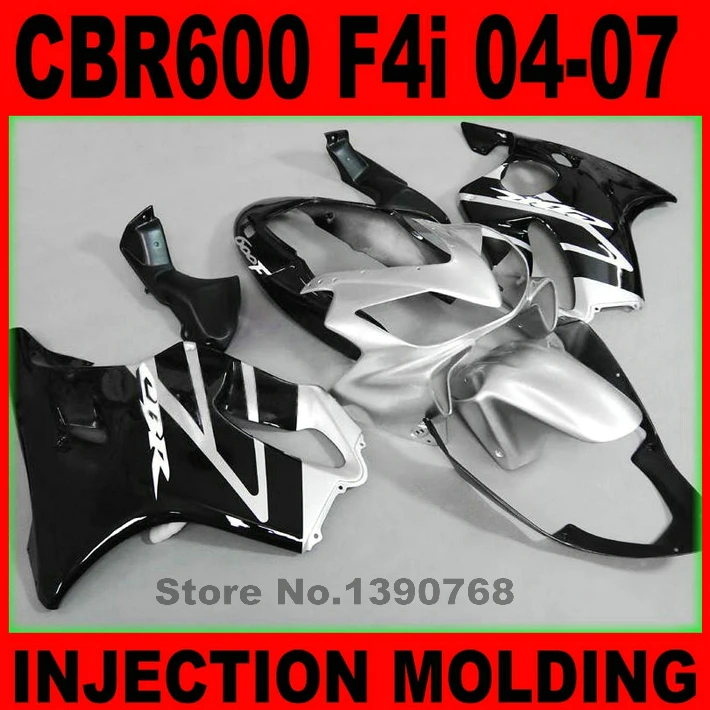 Injection molded fairing kit for HONDA CBR 600 F4i 2004 2005 2006 2007 black silver fairings set CBR600 04-07 bodywork BG5
Injection molded fairing kit for HONDA CBR 600 F4i 2004 2005 2006 2007 black silver fairings set CBR600 04-07 bodywork BG5