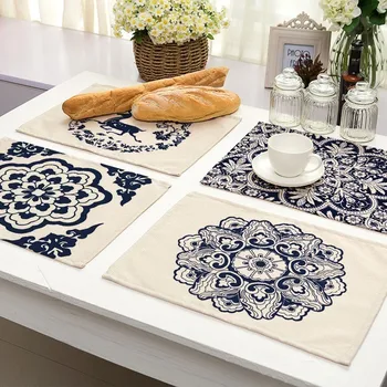1Pcs Blue and white porcelain Pattern Placemat Dining Table Mat Tea Coaster Cotton Linen Pad Cup Mats 42*32cm Home Decor MC0034
1Pcs Blue and white porcelain Pattern Placemat Dining Table Mat Tea Coaster Cotton Linen Pad Cup Mats 42*32cm Home Decor MC0034