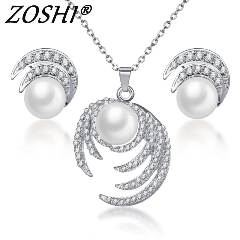 ZOSHI New Fashion Jewelry Sets Gold Silver Plated Chain Pendant Necklace Stud Earrings For Women Simulated Pearl Crystal Jewelry
ZOSHI New Fashion Jewelry Sets Gold Silver Plated Chain Pendant Necklace Stud Earrings For Women Simulated Pearl Crystal Jewelry