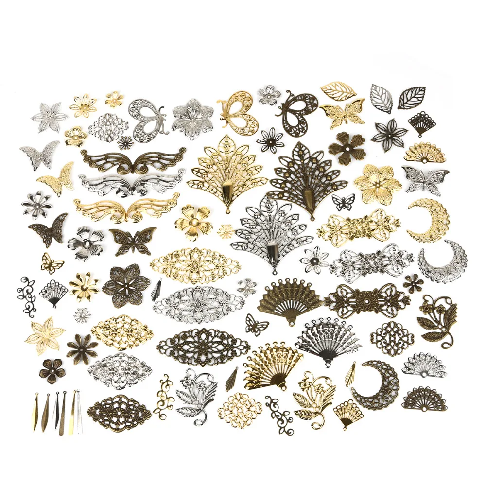 10Pcs Mix Sizes Gold/Bronze/Rhodium Plated Tone Filigree Flower Wraps Metal Connectors For DIY Necklaces Jewelry Making Findings
10Pcs Mix Sizes Gold/Bronze/Rhodium Plated Tone Filigree Flower Wraps Metal Connectors For DIY Necklaces Jewelry Making Findings