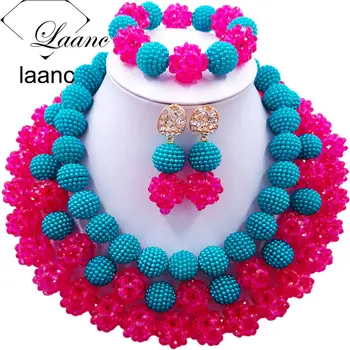 Laanc Latest African Jewelry Sets 2017 Nigerian Wedding Necklace Hot Pink Crystal Beads and Teal Green Simulated Pearl J3PC010
Laanc Latest African Jewelry Sets 2017 Nigerian Wedding Necklace Hot Pink Crystal Beads and Teal Green Simulated Pearl J3PC010
