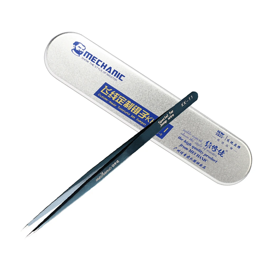 MECHANIC KK-11 Phone Repair Special Fly line Tip Head Tweezers Stainless Steel High Temperature Resistant Clip For Jump Wire
MECHANIC KK-11 Phone Repair Special Fly line Tip Head Tweezers Stainless Steel High Temperature Resistant Clip For Jump Wire
