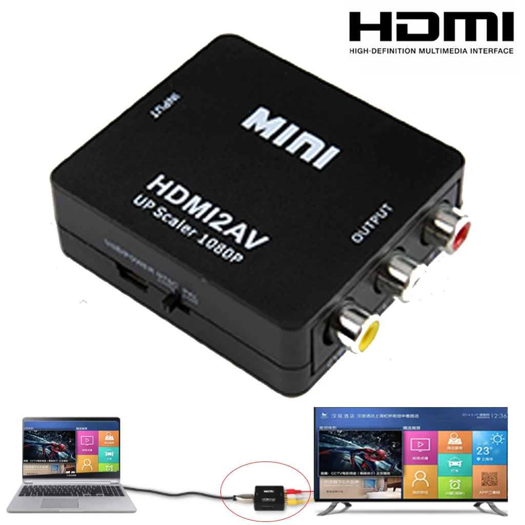 1080P Mini HDMI TO AV Scaler Adapter HD Video Converter Box HDMI to RCA AV/CVSB L/R Video HDMI2AV Support NTSC PAL
1080P Mini HDMI TO AV Scaler Adapter HD Video Converter Box HDMI to RCA AV/CVSB L/R Video HDMI2AV Support NTSC PAL