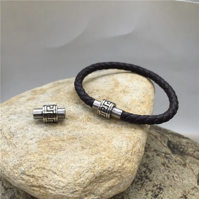 

5mm Hole 316l Stainless steel Antique Tibetan Leather Bracelet Magnetic Clasp Connectors Charm Magnet Buckle Jewelry Findings