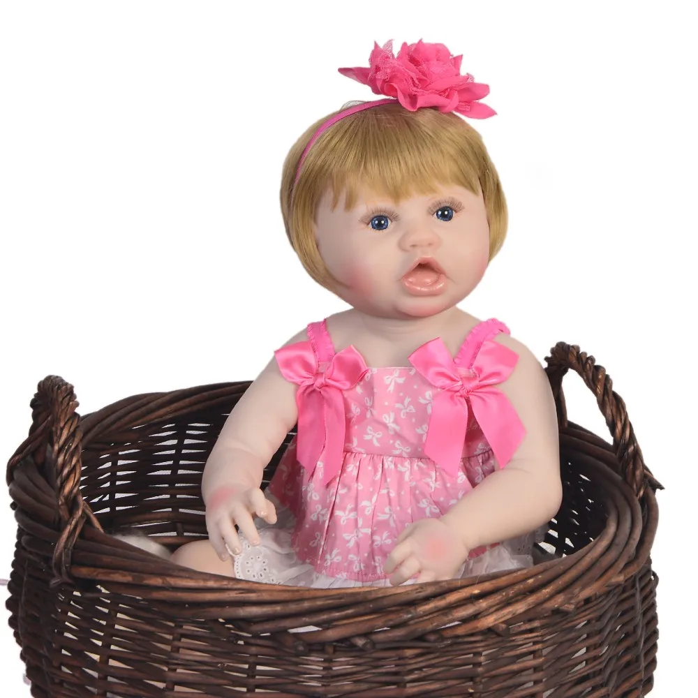 56 см полностью силиконовая виниловая кукла новорожденная девочка милая