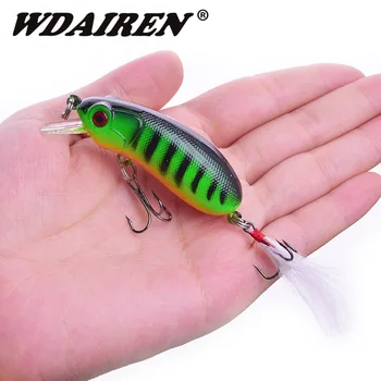 

1Pcs Minnow Fishing Lure 60mm 10g Isca Wobblers Artificial Hard Bait With Feather Treble Hook Pike Bass Lures Crankbait Tackle