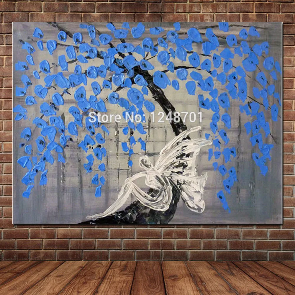 Canvas Art Hand Painted Wall Decoartive Oil Painting Palette Knife Abstract Blue Flower Tree Angle Wall Art Picture Living Room
Canvas Art Hand Painted Wall Decoartive Oil Painting Palette Knife Abstract Blue Flower Tree Angle Wall Art Picture Living Room