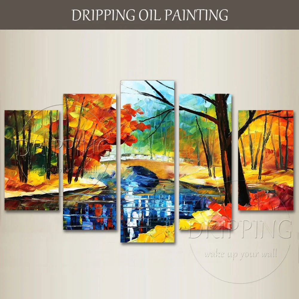 Top Artist Hand-painted High Quality 5 Piece Palette Knife Scenery Oil Painting on Canvas Colorful Landscape Bridge Oil Painting
Top Artist Hand-painted High Quality 5 Piece Palette Knife Scenery Oil Painting on Canvas Colorful Landscape Bridge Oil Painting