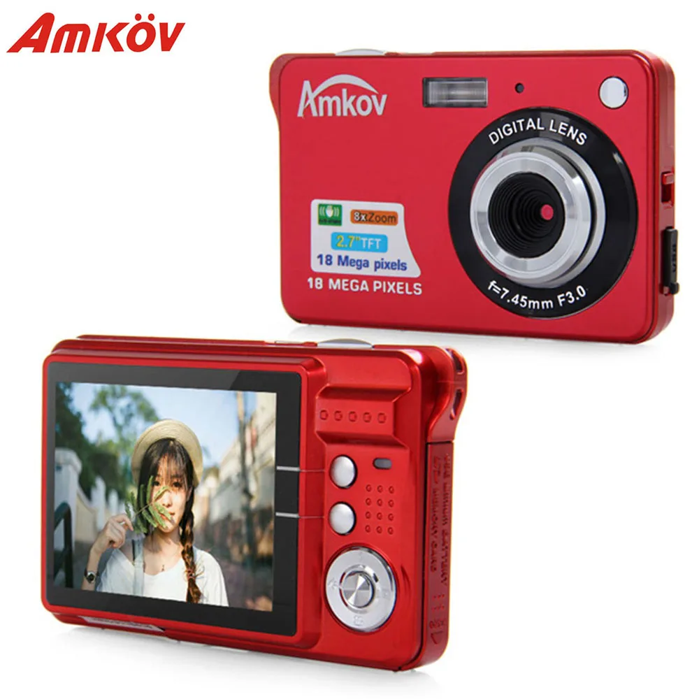 

Original Amkov CDC3 2.7 Inch TFT Screen 1080P 18MP CMOS 3MP Anti-Shake Digital Video Camera Face Detection With 8X Digital Zoom