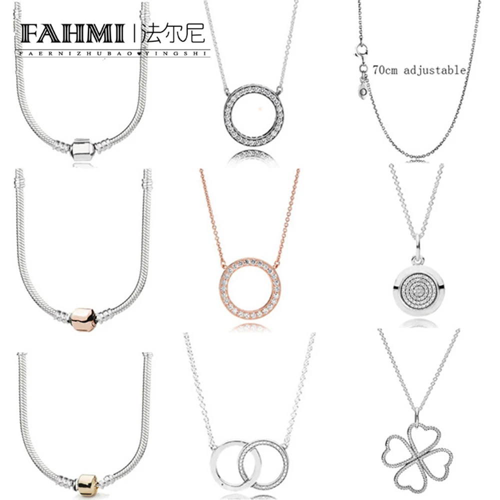 FAHMI 100% 925 Sterling Silver Fashion Basic Necklace Rose Gold Zircon Charm Clavicle Chain Heart Shape Round Clover Necklace
FAHMI 100% 925 Sterling Silver Fashion Basic Necklace Rose Gold Zircon Charm Clavicle Chain Heart Shape Round Clover Necklace