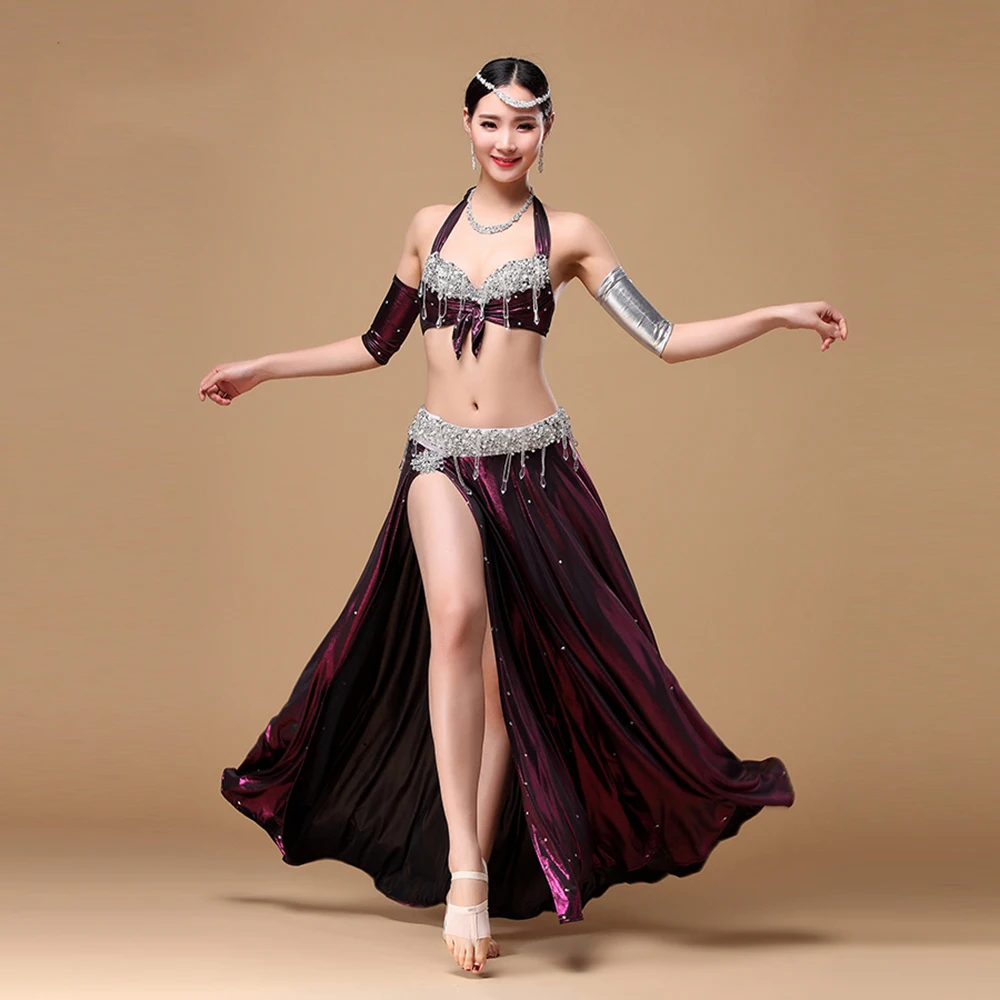 2017 New Stage Women Belly Dance Costumes 3pcs(Bra+Handsleeve+Belt) Tribal Danza Del Vientre Long Gypsy Genie | Тематическая одежда