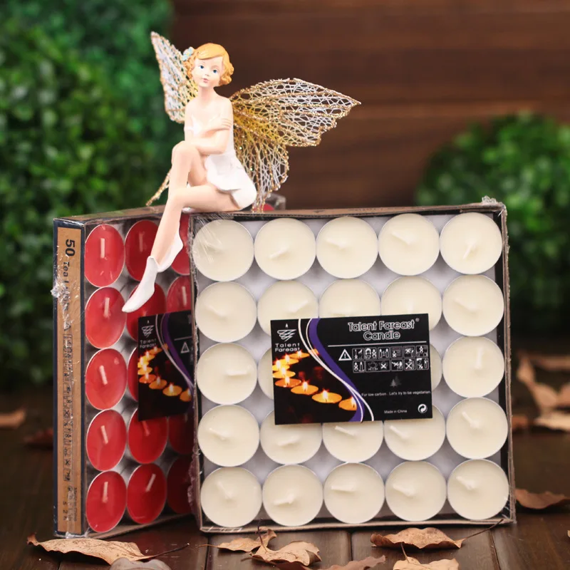 Image 50 piece box Handmade Candles 2 Colors Aromatherapy Candle Unscented Wedding Party Valentine s Day Romantic Home Decoration