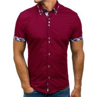 Wholesale Men Shirt 2018 Brand Fashion Casual Slim Short Sleeve Dress Shirt Cotton Plus Size Solid Color Top Clothes White Black image