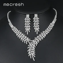 Bridal-Jewelry-Sets Earring-Sets Rhinestone Mecresh Women Silver-Color Crystal for And Bridal-Jewelry-Sets Earring-Sets Rhinestone Mecresh Women Silver-Color Crystal for And