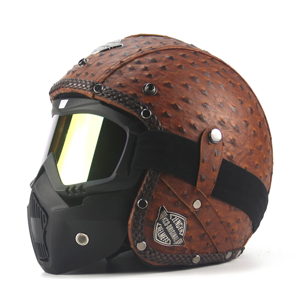 New Retro Vintage German Style Motorcycle Helmet 3/4 Open Face Helmet