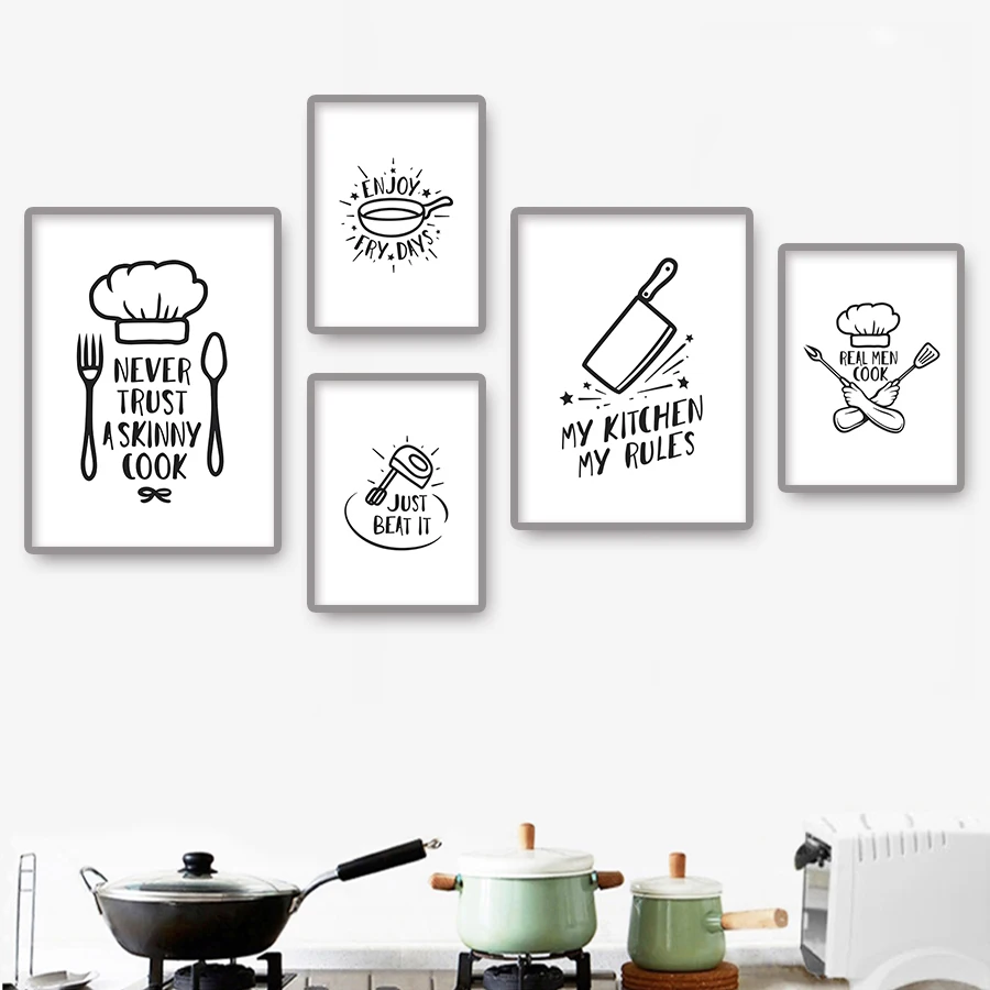Modern Kitchen Rules Canvas Posters and Prints Decor Nordic Dining Room Minimalism Wall Painting Black White Art Pop Pictures
Modern Kitchen Rules Canvas Posters and Prints Decor Nordic Dining Room Minimalism Wall Painting Black White Art Pop Pictures