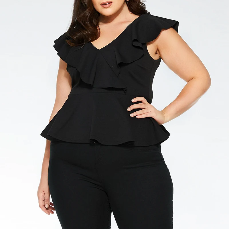 2019 New big size summer sexy knit crop top Female casual work wear tops Plus size women bodycon ruffle sleeve cami top black
2019 New big size summer sexy knit crop top Female casual work wear tops Plus size women bodycon ruffle sleeve cami top black