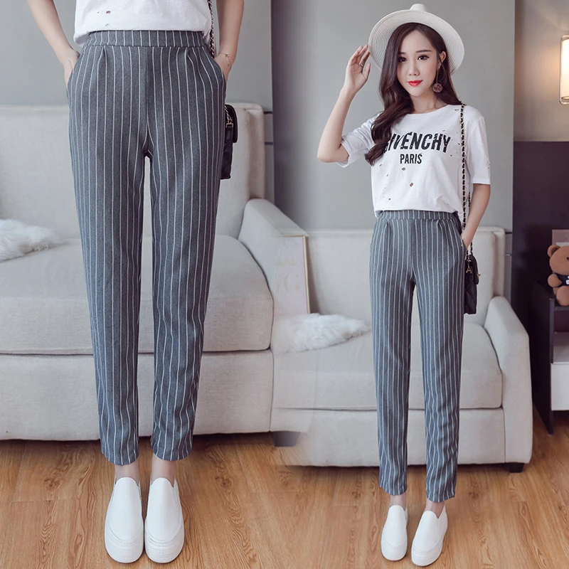 Summer Autumn Female Fashion Elastic Waist Casual Stripes Peneil Pants Women Pants Work Wear Trousers Harem Pants Drop Shipping
Summer Autumn Female Fashion Elastic Waist Casual Stripes Peneil Pants Women Pants Work Wear Trousers Harem Pants Drop Shipping