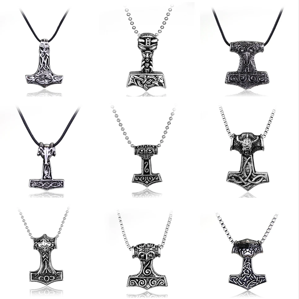 Movie Norse Vikings Amulet Pendant Necklaces Hammer Of Thor Leather Rope Ball Chain Statement Necklaces Knot Jewelry Gift
Movie Norse Vikings Amulet Pendant Necklaces Hammer Of Thor Leather Rope Ball Chain Statement Necklaces Knot Jewelry Gift