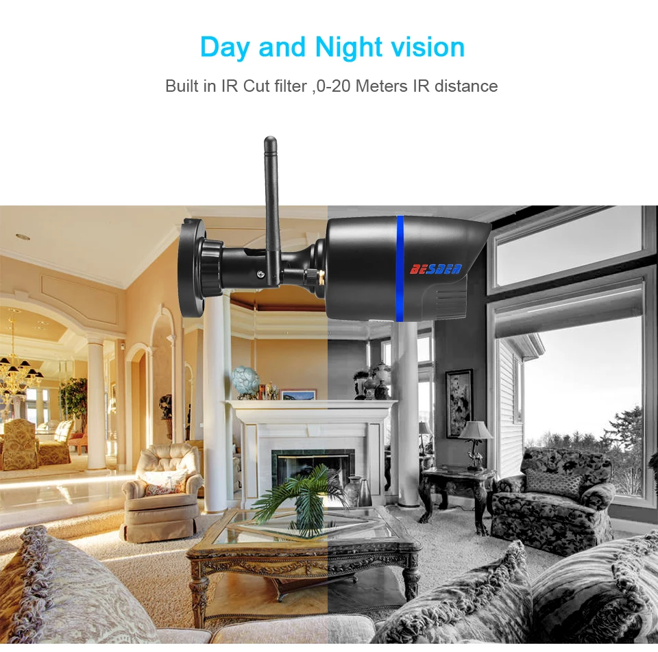 BESDER HD 1080P 960P 720P Wireless IP Camera Yoosee P2P RTSP Motion Detected Waterproof WiFi Camera Bullet with 64G SD Card Slot