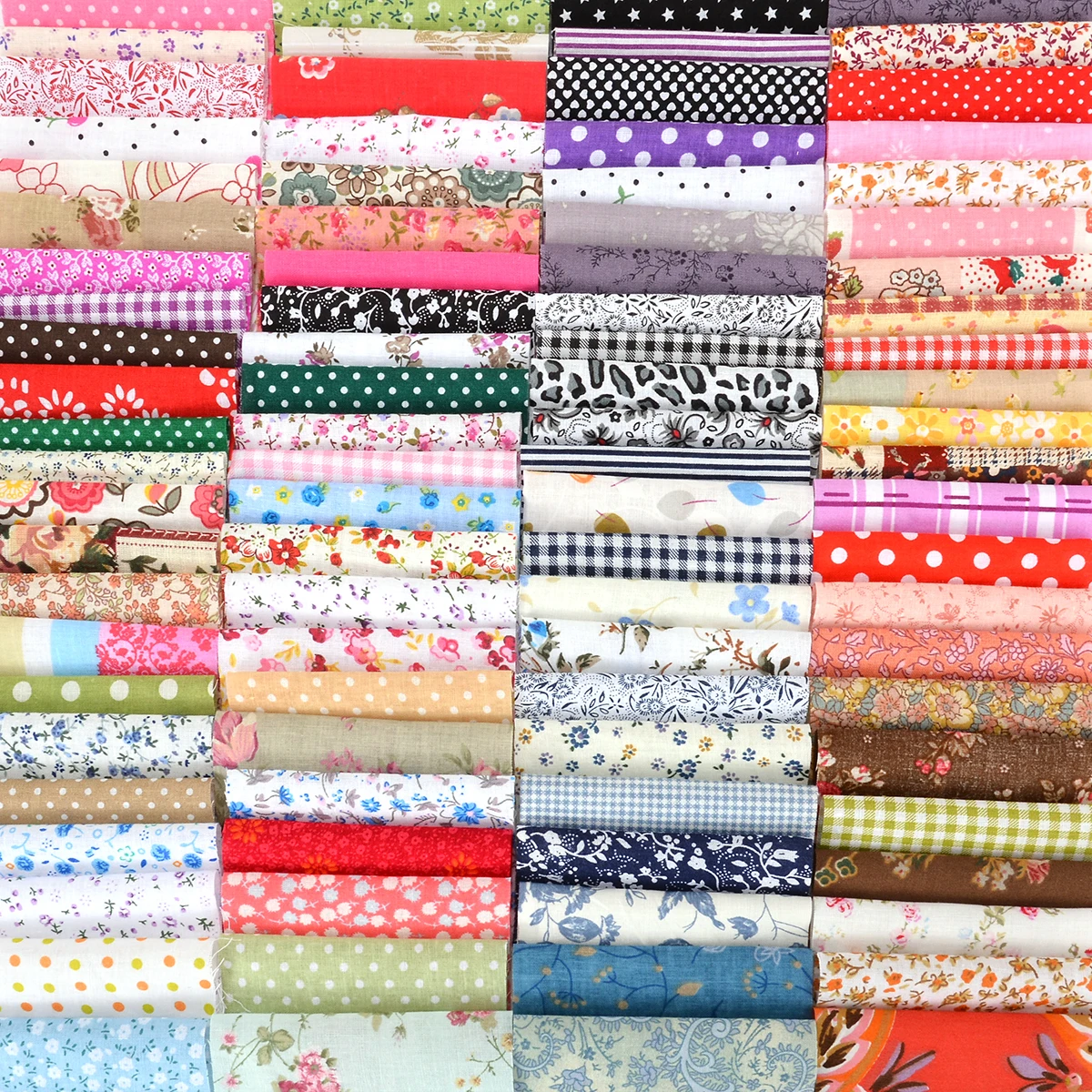 100pcs DIY Sewing Doll Quilting Patchwork Textile Cloth Bags 10x10cm Square Floral Cotton Fabric Crafts