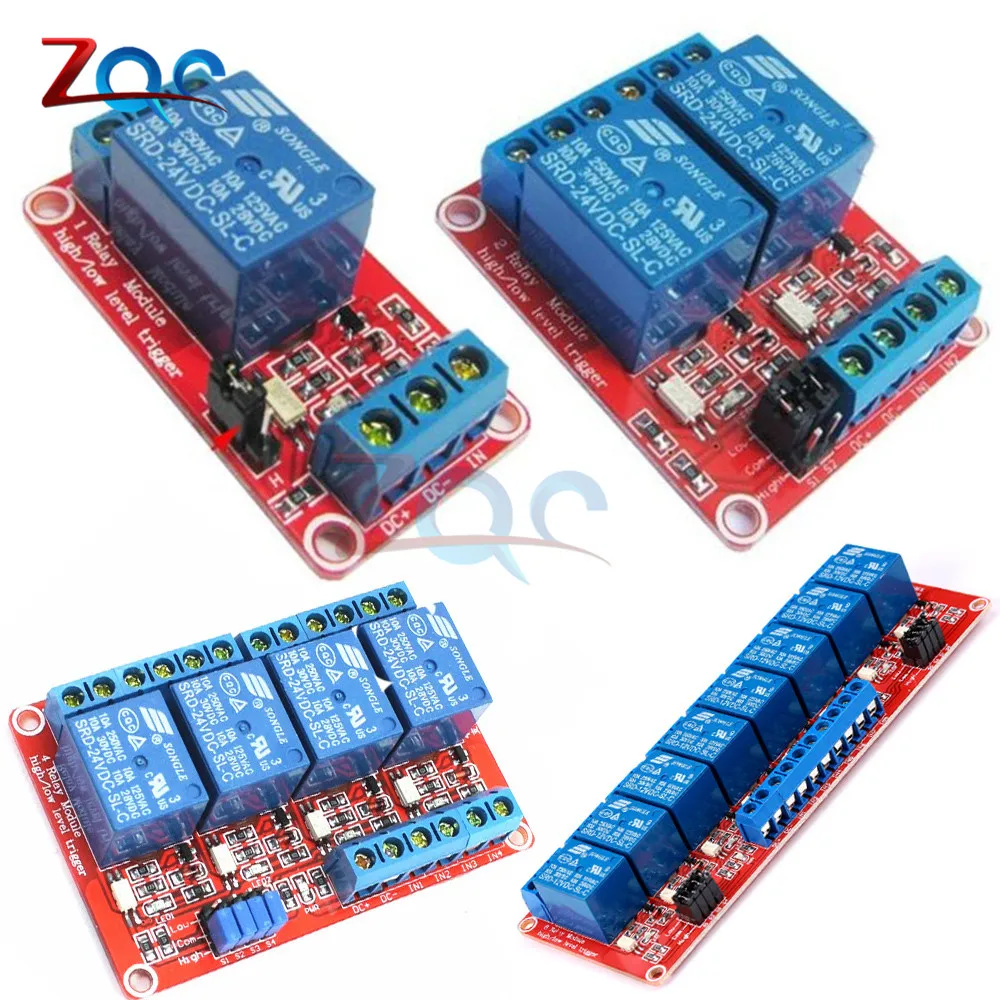 1 2 4 8 Channel DC 24V Relay Module Shield With Optocoupler Support High And Low Level Trigger Power Supply Board For Arduino
1 2 4 8 Channel DC 24V Relay Module Shield With Optocoupler Support High And Low Level Trigger Power Supply Board For Arduino