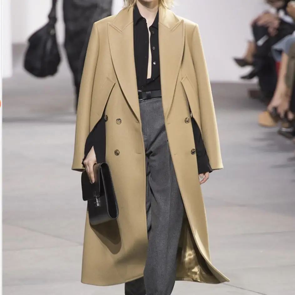2019 Autumn and winter new fashion wool blends women coat temperament turn down collar double breasted slim woolen coat
2019 Autumn and winter new fashion wool blends women coat temperament turn down collar double breasted slim woolen coat