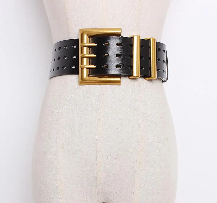 

Women's runway fashion genuine caw leather Cummerbunds female Dress Corsets Waistband Belts decoration wide belt R1652