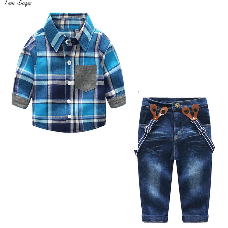 Tem Doger Kids Boys Clothes Suit Plaid Shirts + Jeans Overalls 2Pcs Kids Gentleman Suits Toddler Party Outfits
Tem Doger Kids Boys Clothes Suit Plaid Shirts + Jeans Overalls 2Pcs Kids Gentleman Suits Toddler Party Outfits