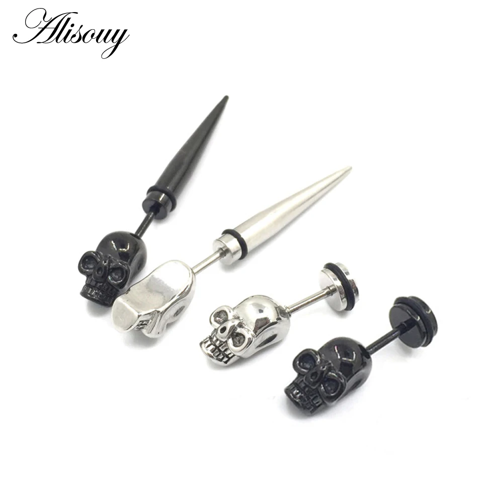 Alisouy 1 pair skull horns earrings Silver Black Spike skull Skeleton earrings Men or Women Stud earrings for men women
Alisouy 1 pair skull horns earrings Silver Black Spike skull Skeleton earrings Men or Women Stud earrings for men women