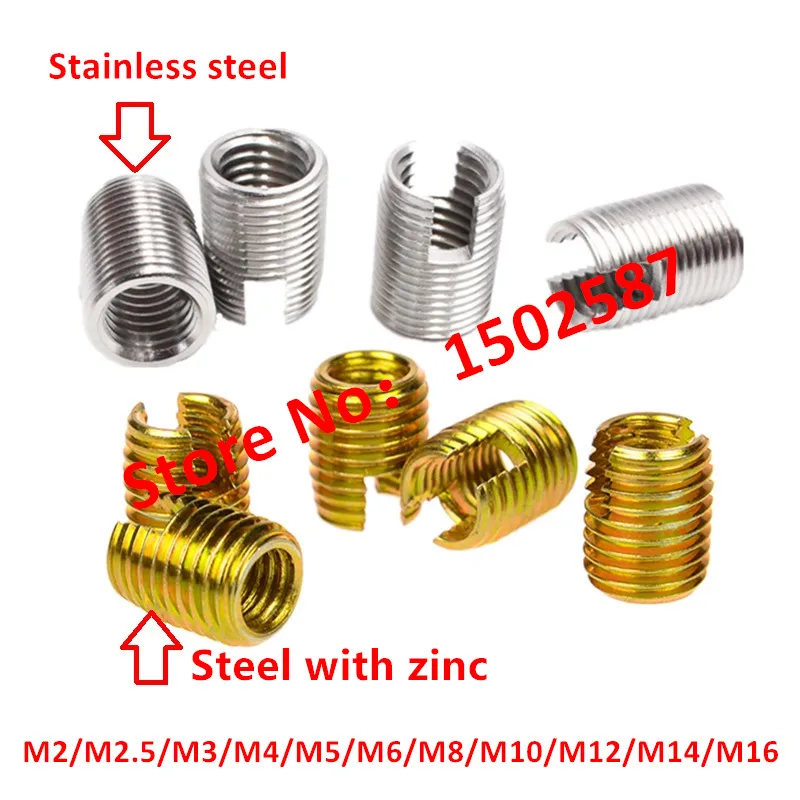 M2 M2.5 M3 M4 M5 M6 M8 M10 Self Tapping Thread Insert Screw Bushing 302 Slotted Type Wire Thread Repair Insert Steel with Zinc
M2 M2.5 M3 M4 M5 M6 M8 M10 Self Tapping Thread Insert Screw Bushing 302 Slotted Type Wire Thread Repair Insert Steel with Zinc