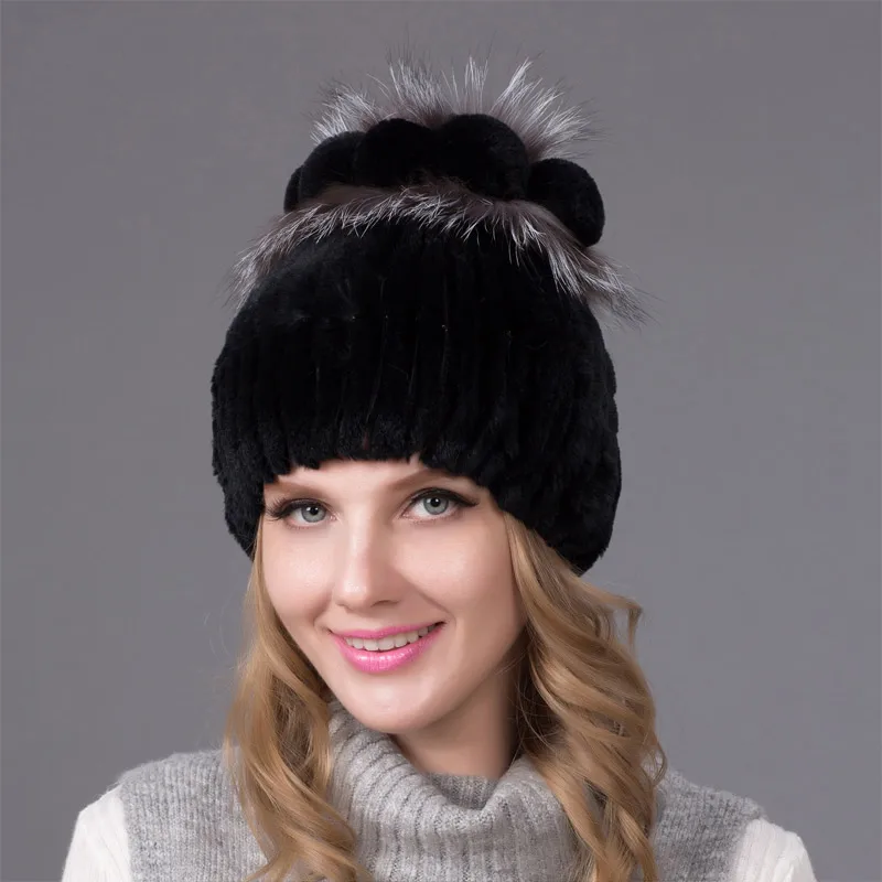 Women's Autumn/Winter Faux Fur Hat Real Rex Rabbit Fur & Fox Hair Ball Knit Hat Women's Warm Natural Rabbit Hat THY-06
Women's Autumn/Winter Faux Fur Hat Real Rex Rabbit Fur & Fox Hair Ball Knit Hat Women's Warm Natural Rabbit Hat THY-06