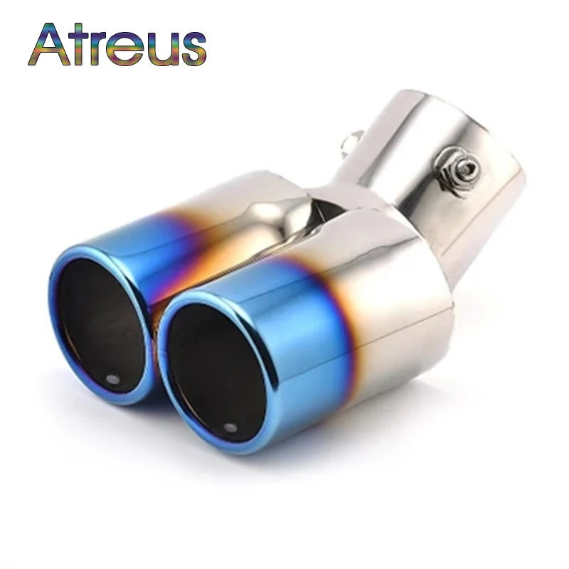 

For Chevrolet Cruze Aveo Ford Focus 2 Kia Rio K2 Mazda 6 5 Peugeot 207 307 Twin Curved Tailpipe Car Exhaust Tail Pipe Muffler