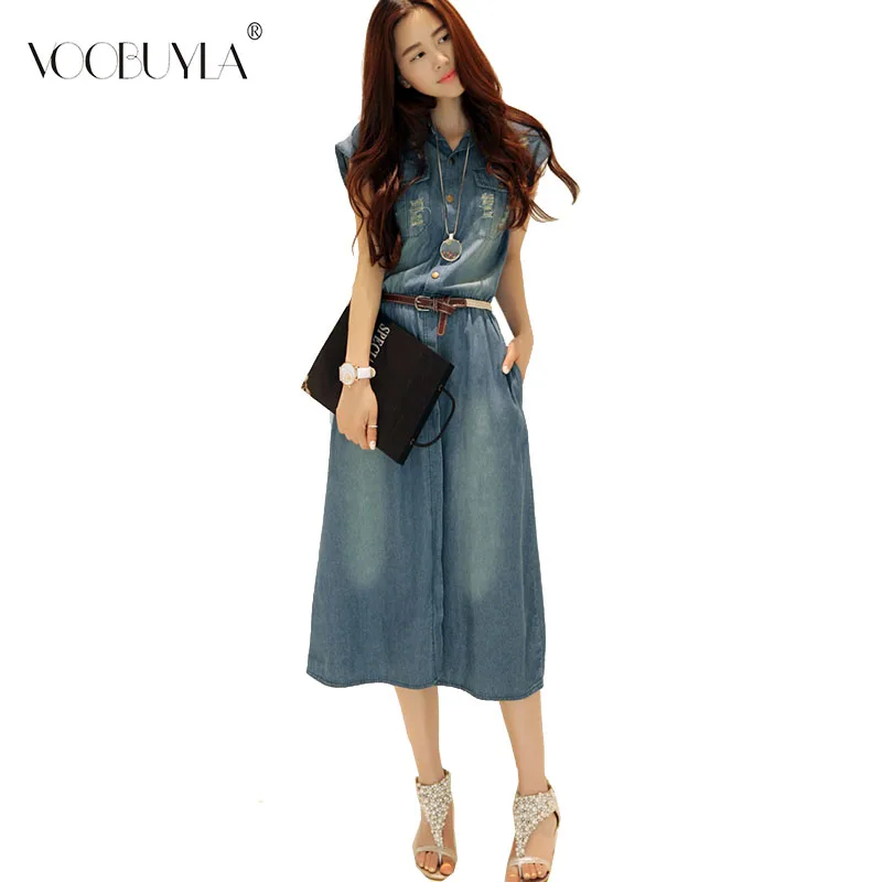 Voobuyla Summer Women Denim Dress Casual Plus Size 4XL Midi Jeans Dress Vintage Short Sleeve Hole Single Breasted Belted Vestido
Voobuyla Summer Women Denim Dress Casual Plus Size 4XL Midi Jeans Dress Vintage Short Sleeve Hole Single Breasted Belted Vestido