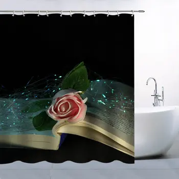 Flower Rose Shower Curtain Set Open Book Beautiful Lovely Pink Rose Green Leaves Glittering Ribbon Black Bath Curtain Floor Mat
Flower Rose Shower Curtain Set Open Book Beautiful Lovely Pink Rose Green Leaves Glittering Ribbon Black Bath Curtain Floor Mat