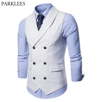 White Slim Fit Double Breasted Suit Vest Men 2018 Autumn New Sleeveless Waistcoat for Men Business Dress Vests Colete Masculino
White Slim Fit Double Breasted Suit Vest Men 2018 Autumn New Sleeveless Waistcoat for Men Business Dress Vests Colete Masculino