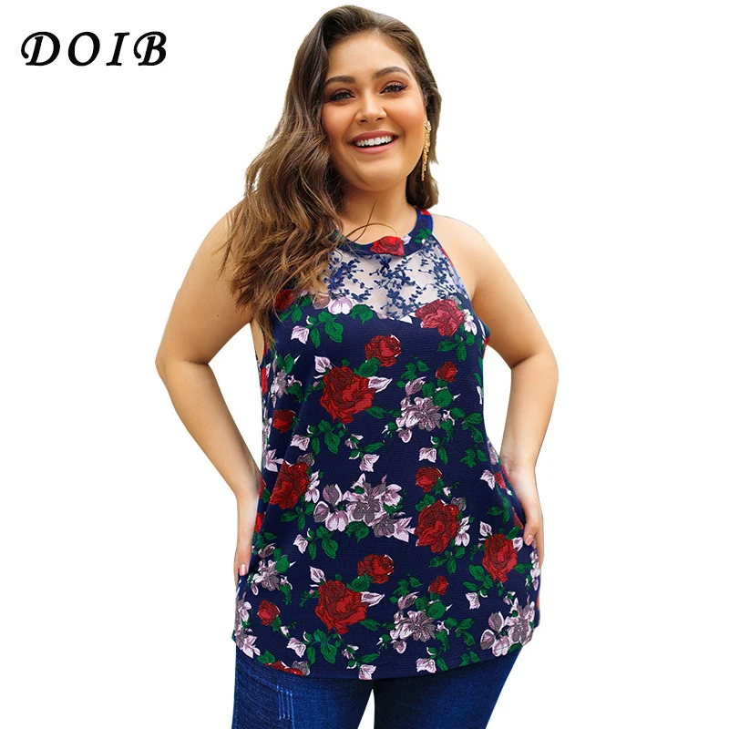 DOIB Plus Size Blouse Sleeveless Rose Floral Print Lace Patchwork Women Tops Summer XL XXL XXXL XXXXL
DOIB Plus Size Blouse Sleeveless Rose Floral Print Lace Patchwork Women Tops Summer XL XXL XXXL XXXXL