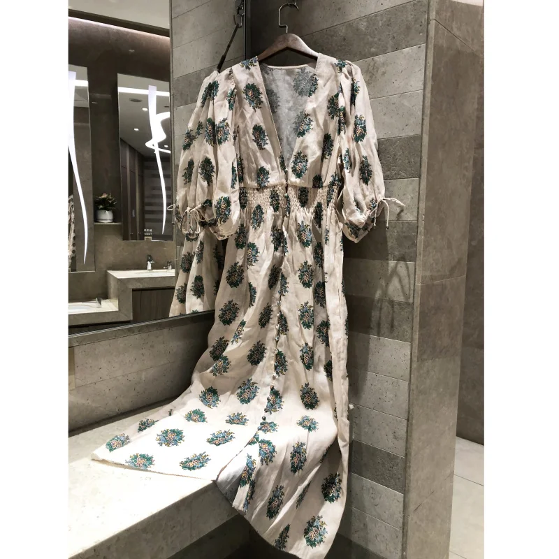 Women's summer bohemian printed linen dress party dress V-neck beach flower sleeve dress 2019 new Verity Shirred Waist Dress
Women's summer bohemian printed linen dress party dress V-neck beach flower sleeve dress 2019 new Verity Shirred Waist Dress