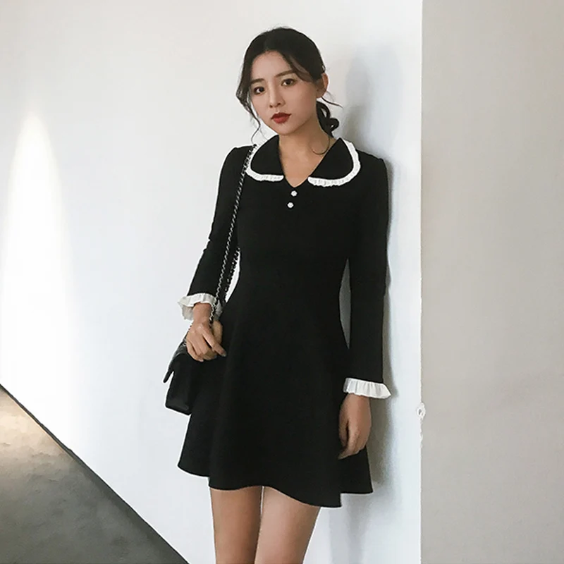 French Retro Doll Collar Women Dress High Waist 2019 New Fashion Slim A-line Dress Casual Short Long Sleeve Dress for Female
French Retro Doll Collar Women Dress High Waist 2019 New Fashion Slim A-line Dress Casual Short Long Sleeve Dress for Female