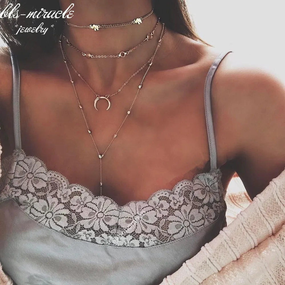 bls-miracle punk fashion jewelry accessories Trendy Multi-layer crystal elephant moon chain Necklace gift for lover N580
bls-miracle punk fashion jewelry accessories Trendy Multi-layer crystal elephant moon chain Necklace gift for lover N580