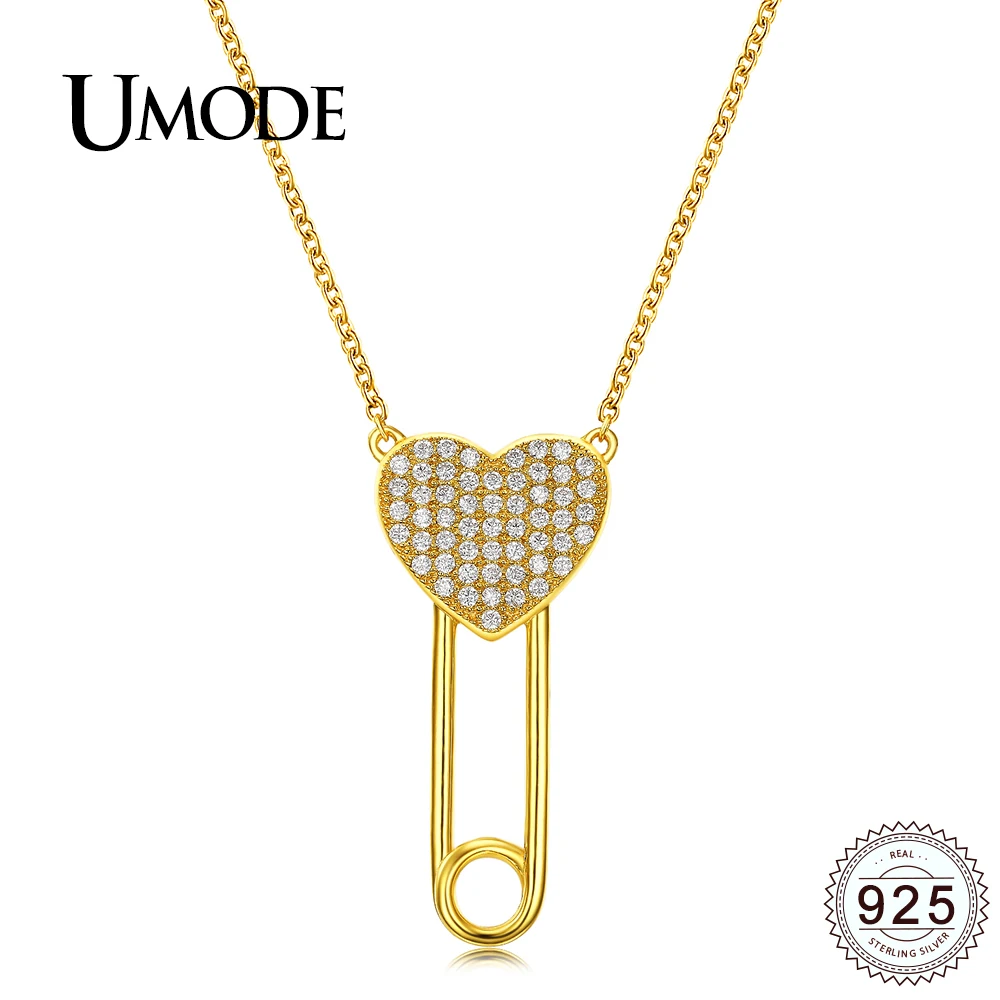 UMODE Gold Tiny Heart Paper Clip Women Sterling 925 Silver Necklace Female Cubic Zirconia Jewelry Fashion Pendant ULN0238
UMODE Gold Tiny Heart Paper Clip Women Sterling 925 Silver Necklace Female Cubic Zirconia Jewelry Fashion Pendant ULN0238
