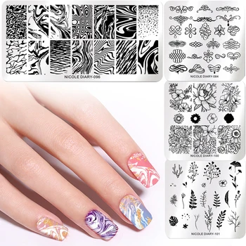 NICOLE DIARY Rectangle Nail Stamping Plates Flowers Lotus leaf Image Stainless Steel Nail Art Templates Stencil DIY Design
NICOLE DIARY Rectangle Nail Stamping Plates Flowers Lotus leaf Image Stainless Steel Nail Art Templates Stencil DIY Design