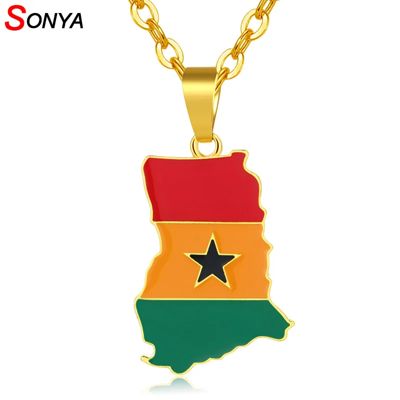 SONYA Ghana Map And Flag Pendant Necklace Gold Color Jewelry Ghanaian Country Maps Patriotic National Day Gift Bijoux Femme
SONYA Ghana Map And Flag Pendant Necklace Gold Color Jewelry Ghanaian Country Maps Patriotic National Day Gift Bijoux Femme