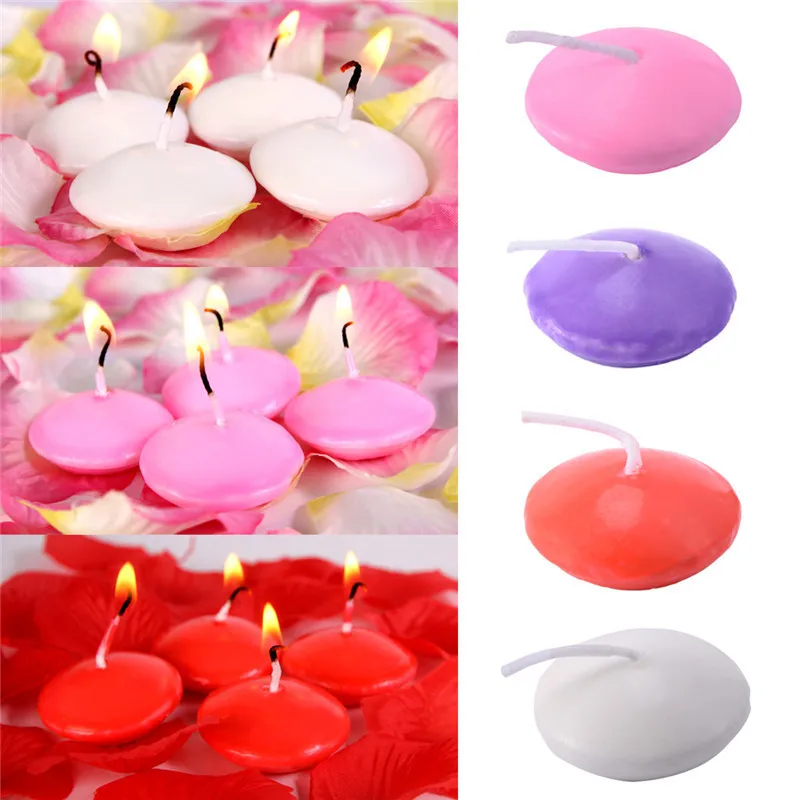 Image 10pcs 3.5cm Round Floating Unscented Candles Set Romantic Paraffin Wax Floated Candles For Home Event Party Decoration 4 Color